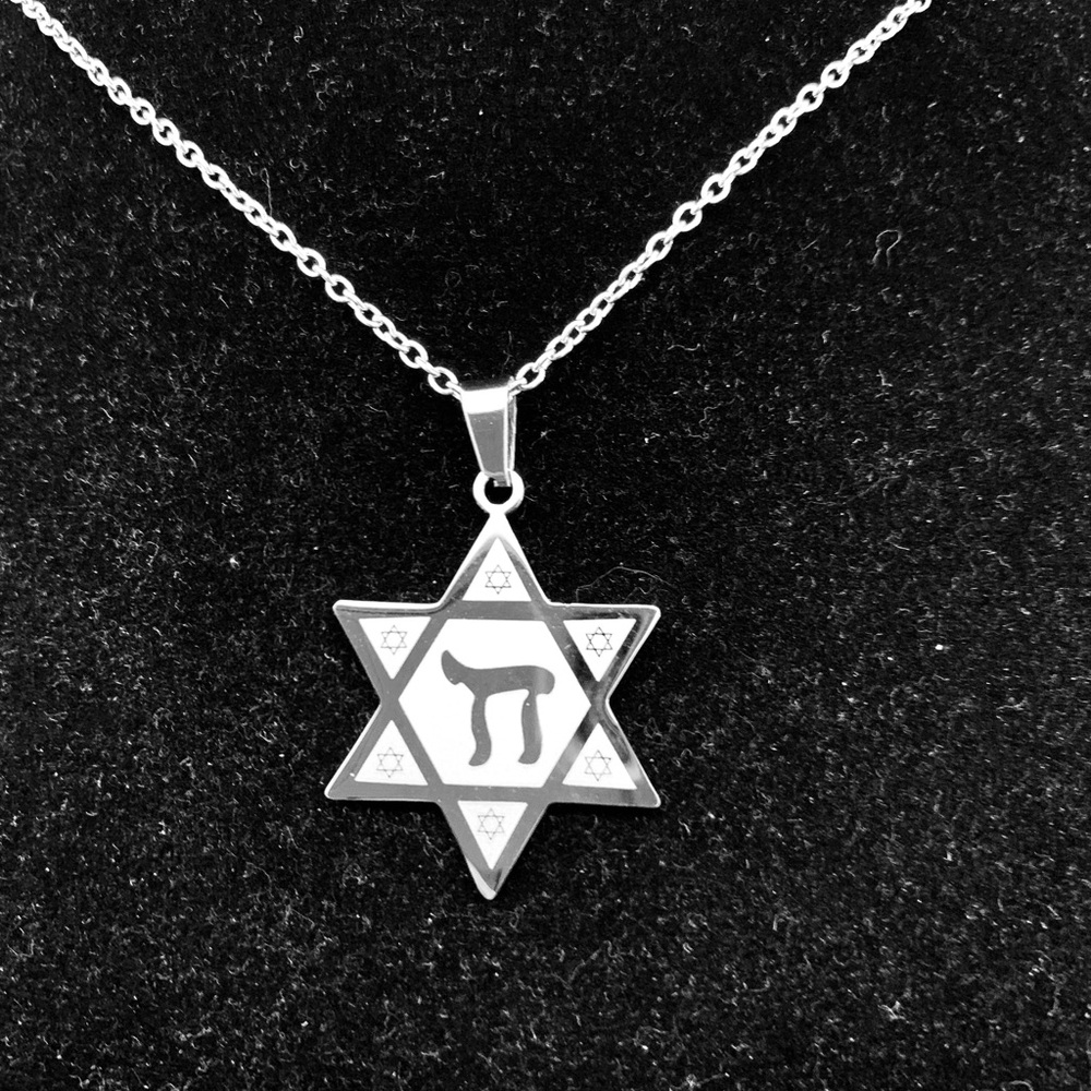 Jewish Star of David Chai “life” Stainless steel necklace